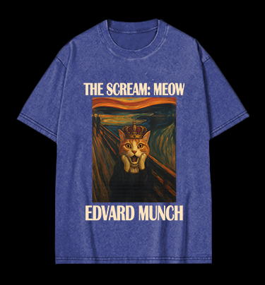 Edvard Munch's Cat Scream Vintage Washed 100% Cotton T-Shirt