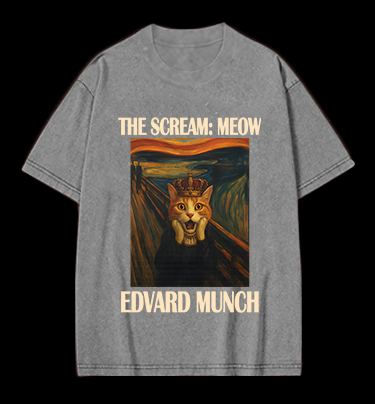 Edvard Munch's Cat Scream Vintage Washed 100% Cotton T-Shirt