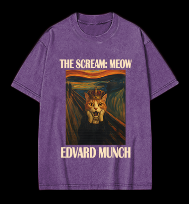 Edvard Munch's Cat Scream Vintage Washed 100% Cotton T-Shirt