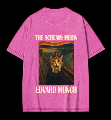 Edvard Munch's Cat Scream Vintage Washed 100% Cotton T-Shirt