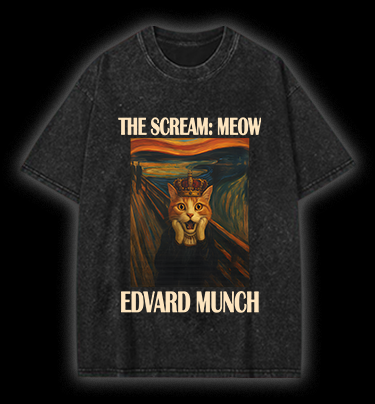 Edvard Munch's Cat Scream Vintage Washed 100% Cotton T-Shirt