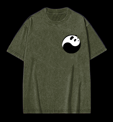 Panda Yin - Yang Symbol Vintage Washed 100% Cotton T-Shirt