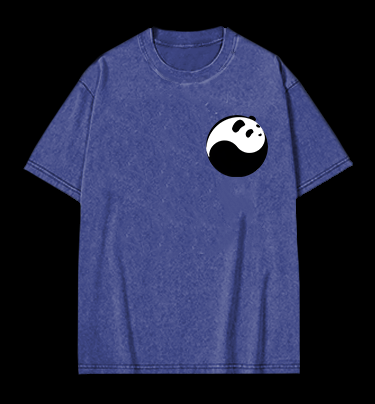 Panda Yin - Yang Symbol Vintage Washed 100% Cotton T-Shirt