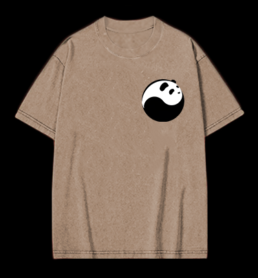 Panda Yin - Yang Symbol Vintage Washed 100% Cotton T-Shirt