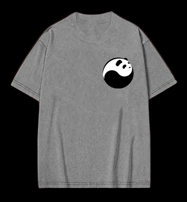 Panda Yin - Yang Symbol Vintage Washed 100% Cotton T-Shirt