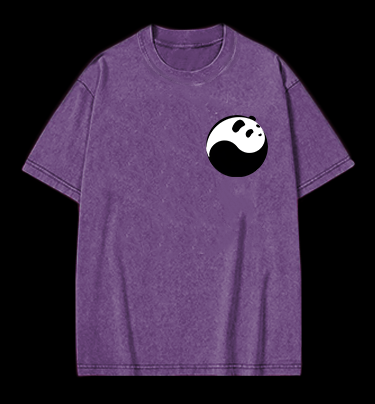 Panda Yin - Yang Symbol Vintage Washed 100% Cotton T-Shirt