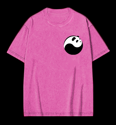 Panda Yin - Yang Symbol Vintage Washed 100% Cotton T-Shirt