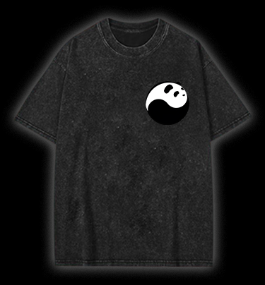 Panda Yin - Yang Symbol Vintage Washed 100% Cotton T-Shirt
