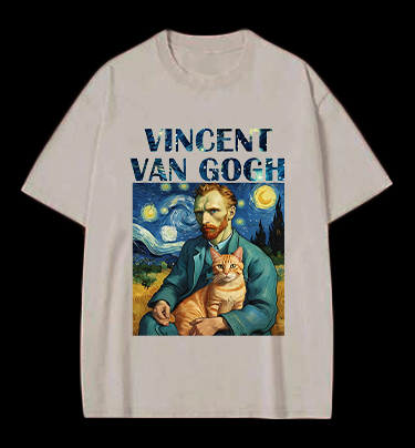 Vincent Van Gogh Creative Design Vintage Washed 100% Cotton T-Shirt
