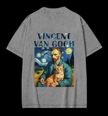 Vincent Van Gogh Creative Design Vintage Washed 100% Cotton T-Shirt