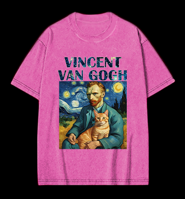Vincent Van Gogh Creative Design Vintage Washed 100% Cotton T-Shirt