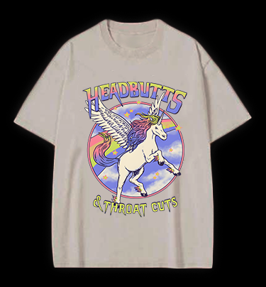 Unicorn Headbutts & Throat Cuts Vintage Washed 100% Cotton T-Shirt