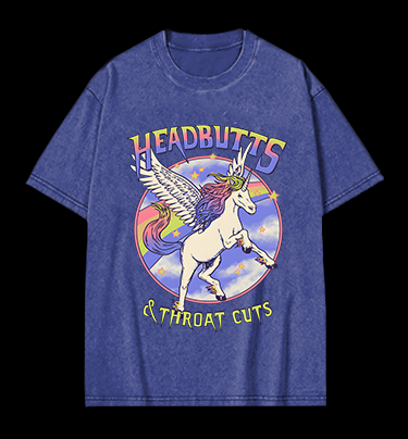 Unicorn Headbutts & Throat Cuts Vintage Washed 100% Cotton T-Shirt