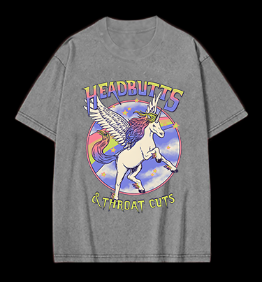 Unicorn Headbutts & Throat Cuts Vintage Washed 100% Cotton T-Shirt