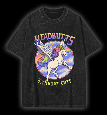 Unicorn Headbutts & Throat Cuts Vintage Washed 100% Cotton T-Shirt