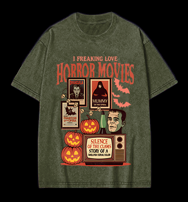 Horror Movies & Halloween Vintage Washed 100% Cotton T-Shirt