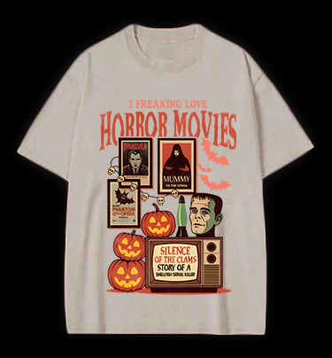 Horror Movies & Halloween Vintage Washed 100% Cotton T-Shirt