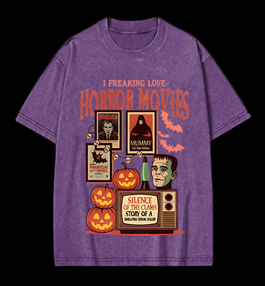 Horror Movies & Halloween Vintage Washed 100% Cotton T-Shirt