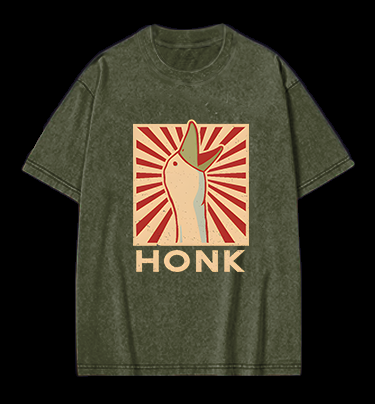 Honk Duck Design Vintage Washed 100% Cotton T-Shirt