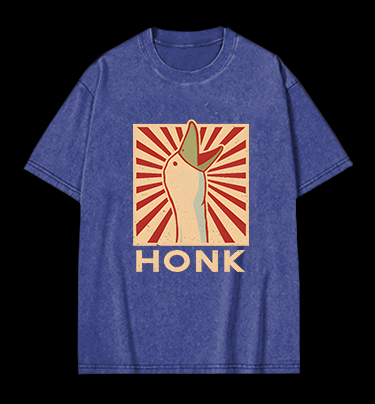 Honk Duck Design Vintage Washed 100% Cotton T-Shirt