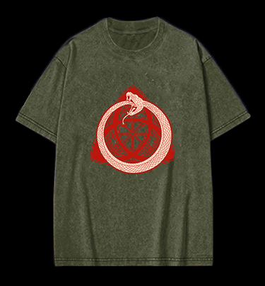 Ouroboros Mystical Design Vintage Washed 100% Cotton T-Shirt