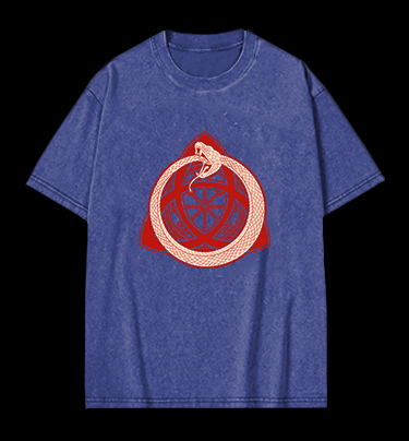 Ouroboros Mystical Design Vintage Washed 100% Cotton T-Shirt