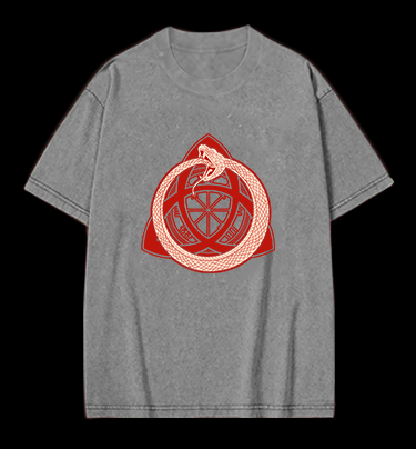 Ouroboros Mystical Design Vintage Washed 100% Cotton T-Shirt