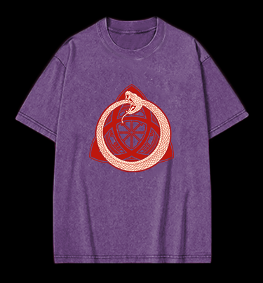 Ouroboros Mystical Design Vintage Washed 100% Cotton T-Shirt