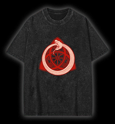 Ouroboros Mystical Design Vintage Washed 100% Cotton T-Shirt