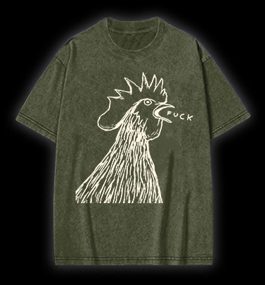 Rooster's Rry:FUCK Vintage Washed 100% Cotton T-Shirt