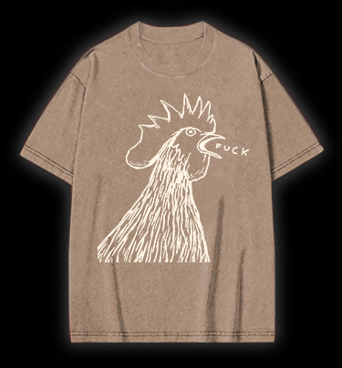 Rooster's Rry:FUCK Vintage Washed 100% Cotton T-Shirt