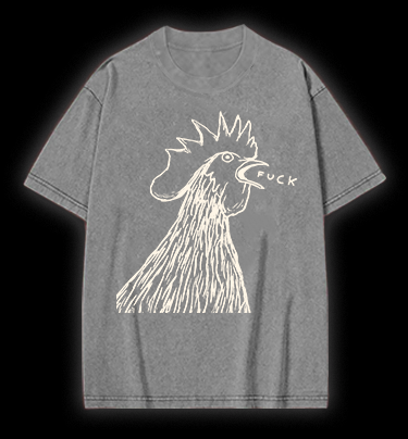 Rooster's Rry:FUCK Vintage Washed 100% Cotton T-Shirt