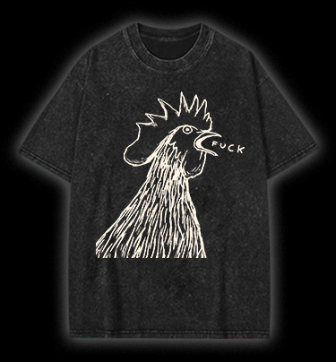 Rooster's Rry:FUCK Vintage Washed 100% Cotton T-Shirt