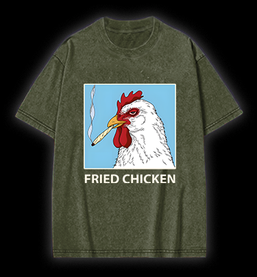 Cool Chicken Fried Chicken Vintage Washed 100% Cotton T-Shirt