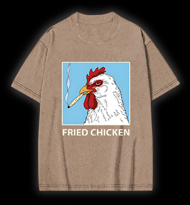 Cool Chicken Fried Chicken Vintage Washed 100% Cotton T-Shirt