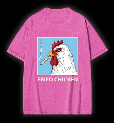 Cool Chicken Fried Chicken Vintage Washed 100% Cotton T-Shirt