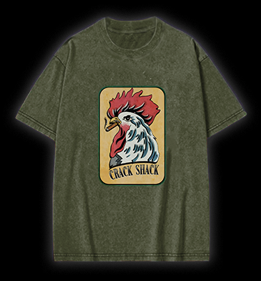 Rooster of Crack Shack Vintage Washed 100% Cotton T-Shirt