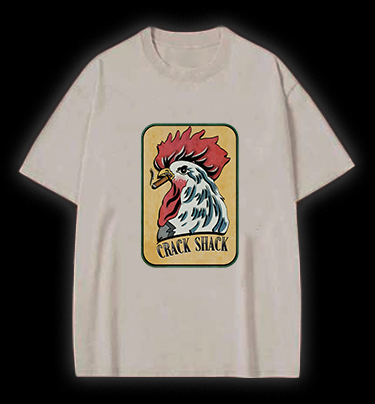 Rooster of Crack Shack Vintage Washed 100% Cotton T-Shirt