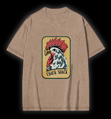 Rooster of Crack Shack Vintage Washed 100% Cotton T-Shirt