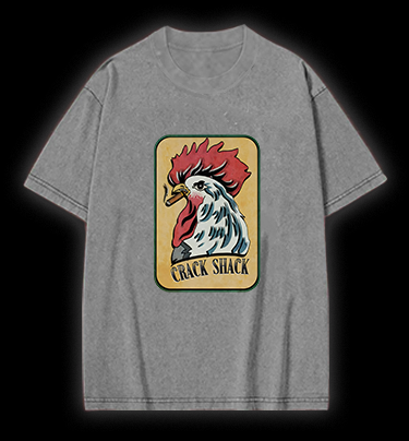 Rooster of Crack Shack Vintage Washed 100% Cotton T-Shirt