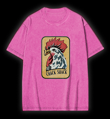 Rooster of Crack Shack Vintage Washed 100% Cotton T-Shirt