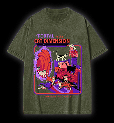 Portal to Cat Dimension Vintage Washed 100% Cotton T-Shirt