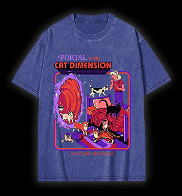 Portal to Cat Dimension Vintage Washed 100% Cotton T-Shirt