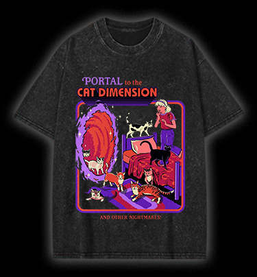 Portal to Cat Dimension Vintage Washed 100% Cotton T-Shirt