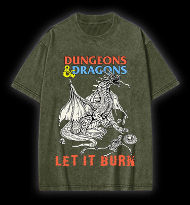 Dungeons & Dragons Fantasy Vintage Washed 100% Cotton T-Shirt