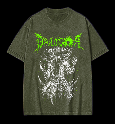 Droussor Cthulhu Death Metal Vintage Washed 100% Cotton T-Shirt