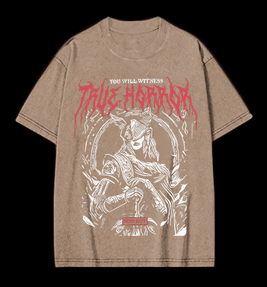 True Horror - Viking Warrior Vintage Washed 100% Cotton T-Shirt