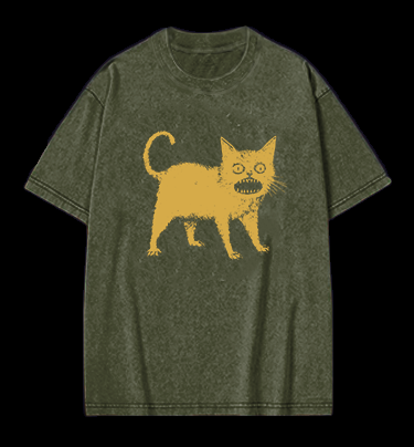Surprised Cat Vintage Washed 100% Cotton T-Shirt