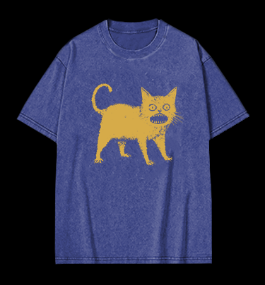 Surprised Cat Vintage Washed 100% Cotton T-Shirt
