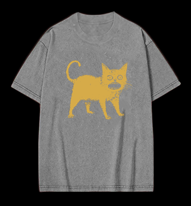 Surprised Cat Vintage Washed 100% Cotton T-Shirt